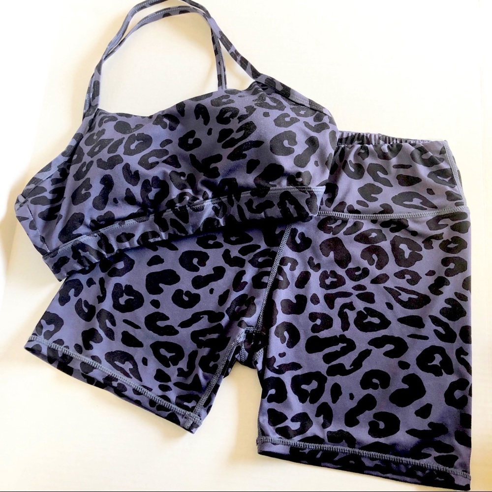 Leopard Womens Medium Grey Sexy Gym Set